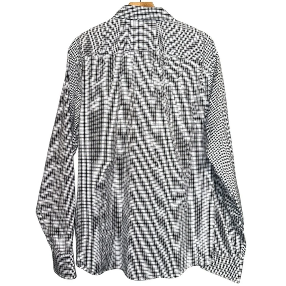 UNTuckit Men’s Size XL White Blue Tan Checkered Long Sleeve Button Down Shirt